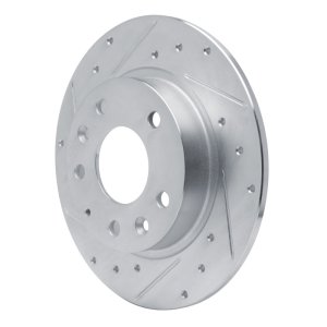 Mazda 3 Brake Rotor (1) - Rear Left - R1 Concepts - Drilled & Slotted - Silver - `14-`25